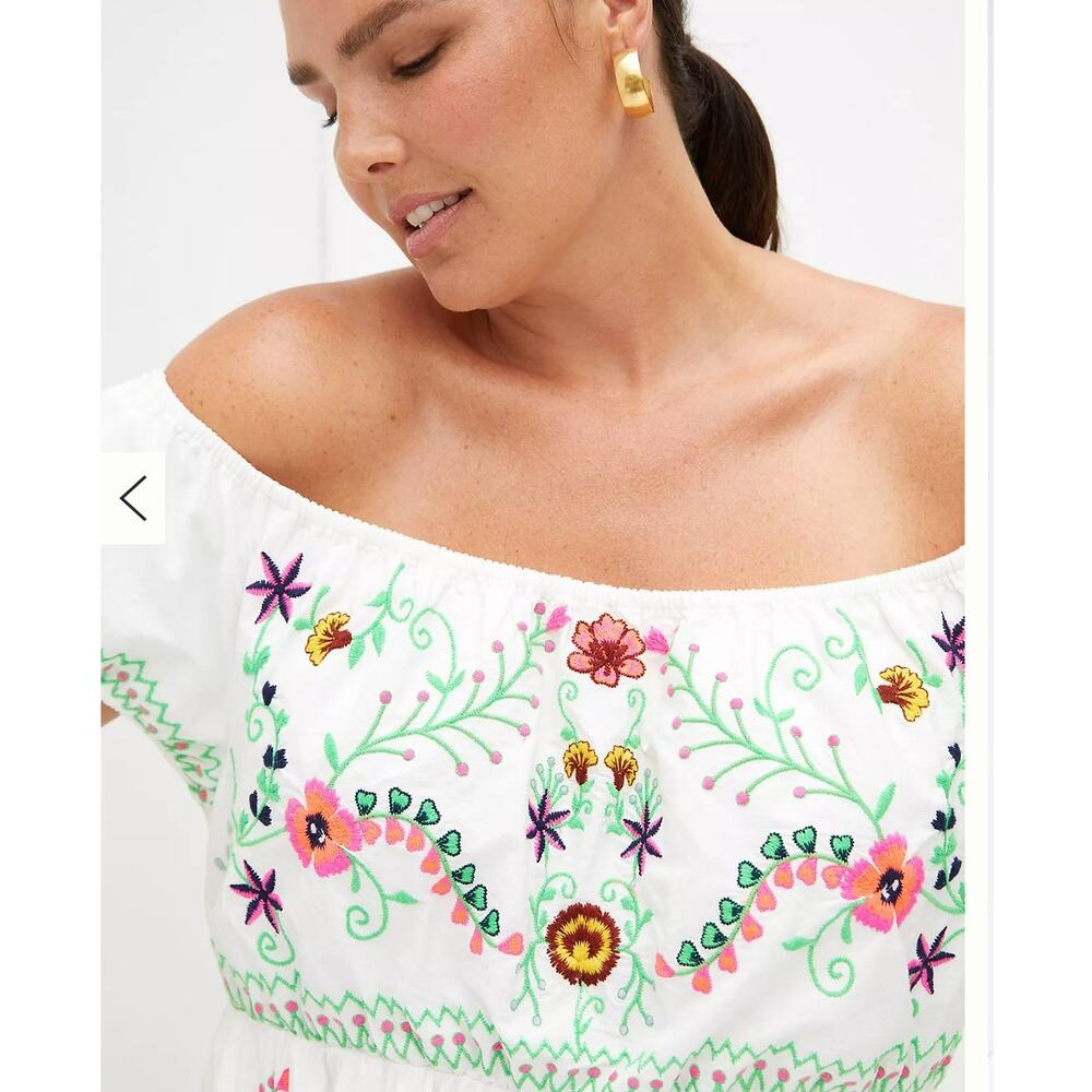 Anthropologie Embroidered Off-The-Shoulder Maxi Dress White Women's Size 1X - Picture 3 of 9